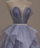 Purple tulle sequin long prom dress purple sequin evening dress HZ1024