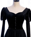 Simple black satin long prom dress black evening dress HZ1024