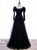 Simple black satin long prom dress black evening dress HZ1024