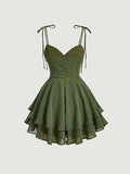 Cute A line Spaghetti Straps Green Homecoming Dress Short Birthday Outfit HZ1024
