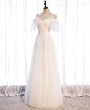 Simple white sweetheart long prom dress white formal dress HZ1024