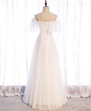 Simple white sweetheart long prom dress white formal dress HZ1024