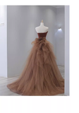 Simple Mermaid Strapless Brown Floor Length Prom Dress HZ1024