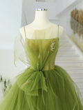 A-Line Green Tulle Long Prom Gown HZ1024