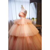 Vintage Ball Gown Strapless Tulle Pink Sweet 16 Dresses HZ1024