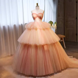 Vintage Ball Gown Strapless Tulle Pink Sweet 16 Dresses HZ1024