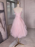 Sexy A Line Sleeveless Pink Floral Prom Dress HZ1024