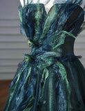 Elegant A line Dark Green Tulle Long Prom Dress HZ1024