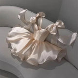 Chic A line Satin Straps Short White Homecoming Dress 20th Birthday Outfits HZ1024