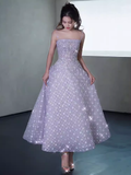 Sexy A Line Sleeveless Lilac Floral Sequin Long Prom Dress HZ1024