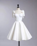 Vintage A Line Straps White Cocktail Dresses Short Homecoming Dress HZ1024