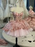 Vintage Short Pink Homecoming Dresses with Flowers HZ1024