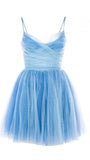 Simple A line Spaghetti Straps Light Sky Blue Short Homecoming Dress Party Dress HZ1024