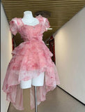 Cute A line Pink Tulle Homecoming Dress Party Dress HZ1024