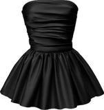 A line Strapless Satin Black Short Homecoming Dress HZ1024