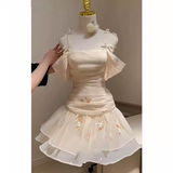 Cute A line Spaghetti Straps Chiffon Short Homecoming Dress Party Dress HZ1024