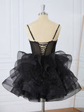 Cute Ball Gown Spaghetti Straps Tulle Short Homecoming Dress Birthday Dresses HZ1024