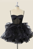Cute Ball Gown Spaghetti Straps Tulle Short Homecoming Dress Birthday Dresses HZ1024