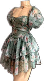 Cute A line Sweetheart Floral Chiffon Short Homecoming Dress Birthday Dresses HZ1024