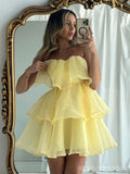 Cute A-line Yellow Mini Short Prom Homecoming Dresses Party Dress HZ1024