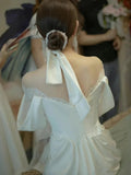 Fairytale Mermaid Long Sleeves Lace White Off The Shoulder Wedding Dress HZ1024