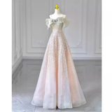 Fairytale A line Straps Sequin Long Evening Dress Prom Dress HZ1024