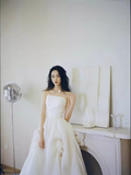 Vintage Ball Gown Off The Shoulder White Wedding Dress With Short Sleeves HZ1024