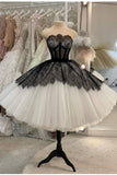 Strapless Short Ball Gown Black And White Homecoming Dress HZ1024