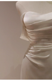 Sexy Sheath Off The Shoulder Short Sleeves Satin Long Wedding Dresses HZ1024