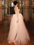 Cute Ball Gown Strapless Neckline Tulle Wedding Dress HZ1024