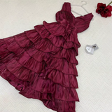 Simple Ball Gown Straps Hot Pink knee Length Ruffles Homecoming Dresses HZ1024
