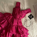 Simple Ball Gown Straps Hot Pink knee Length Ruffles Homecoming Dresses HZ1024