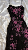 Modest A Line Spaghetti Straps Black Sequin Prom Dress Formal Dress With Flower Beads HZ1024