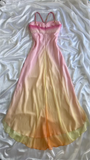Fairytale High Low Halter Straps Ombre Chiffon Orange Prom Dresses Evening Dress With Beads HZ1024