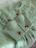 Cute A line Spaghetti Straps Mint Green Tulle Homecoming Dresses Simple Prom Dress With Cherry HZ1024