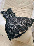 Cute A line Black Short Lace Homecoming Dresses Cocktail Dress HZ1024