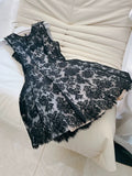 Cute A line Black Short Lace Homecoming Dresses Cocktail Dress HZ1024