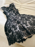 Cute A line Black Short Lace Homecoming Dresses Cocktail Dress HZ1024