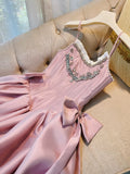 Cute A line Spaghetti Straps Short Pink Homecoming Dresses Cocktail Dress HZ1024