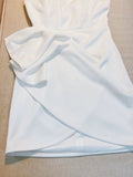 Simple A line Strapless White Short Satin Homecoming Dress Birthday Dresses HZ1024