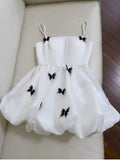 Cute A line Spaghetti Straps White Short Homecoming Dress Birthday Dresses With Butterfly HZ1024