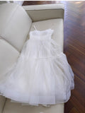 Sexy A Line Spaghetti Straps Sleeveless Tulle White Prom Dresses HZ1024