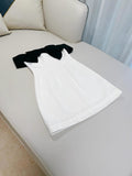 Cute Sheath Off The Shoulder Black Bowknot White Short Homecoming Dress Birthday Dresses HZ1024