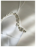 Cute A line Spagetti Straps White Short Pearls Homecoming Dress Birthday Dresses HZ1024