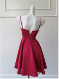 Simple A line Straps Burgundy ShortHomecoming Dress Birthday Dresses With Butterfly HZ1024