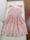 Fairytale A line Spagetti Straps Pink Short Lace Flowers Homecoming Dress Birthday Dresses HZ1024