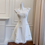 Cute A line Spaghetti Straps White Short Homecoming Dress Birthday Dresses With Bow HZ1024
