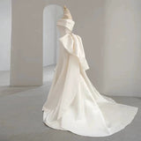 Sexy Mermaid Off The Shoulder Short Sleeves Long White Wedding Dresses With Bow HZ1024