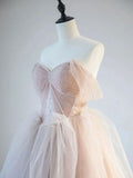 A-Line Off Shoulder Tulle Lace Long Prom Dress Evening Party Dress HZ1024