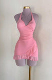 Sexy Sheath Halter Pink Short Homecoming Dresses Cocktail Dress HZ1024